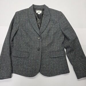 Pendleton Country Clothes Petite Blazer Jacket 8 Gray Wool Silk Tweed  USA